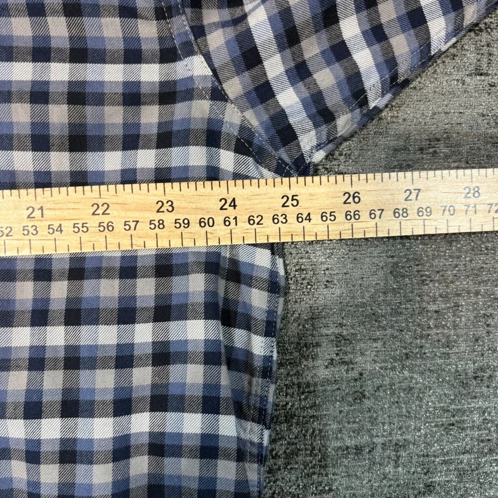 Patagonia Button Down Shirt XL Blue Grey Gingham Cotton Blend Long Sleeve